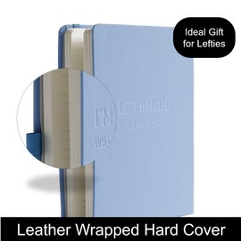 Urby Left Handed Journal w. Leather Cover. The Lefty Stuff Series. College Ruled Left Handed Notebooks, 200 Pages, 80GSM Premium Paper. US Letter Size. 11x8.5in. Baby Blue