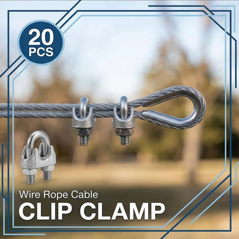 Ciyivak 20 PCS 1/8 Inch Wire Rope Clamp Clip, M3