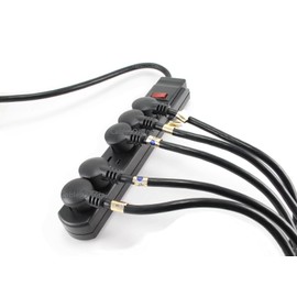 CablesOnline 12in Flat Plug Power Extension Cord/Cable, NEMA 5-15P to 5-15R (5 Pack) (PC-S0412-5)