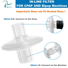 CPAP Inline Filter-10 Pcs Universal CPAP Filters for Res-Med&Dream-Station CPAP and BiPAP Machines Compatible with Standard 22mm Cpap Tube, Low Loss Airflow Designed