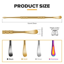 KUQIME 3-pack wax Carving Tool, 4.75 "stainless steel double head Carving tool Spoon Clay carving spoon (black) (golden)