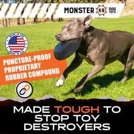 Monster K9 Indestructible Flying Disc - Lifetime Replacement - Durable Dog Toy for Aggressive Chewers – Tug & Fetch (Not Chew Toy) – Safe Non-Toxic Natural Rubber - Tough, Heavy Duty - USA Made - 8.5"