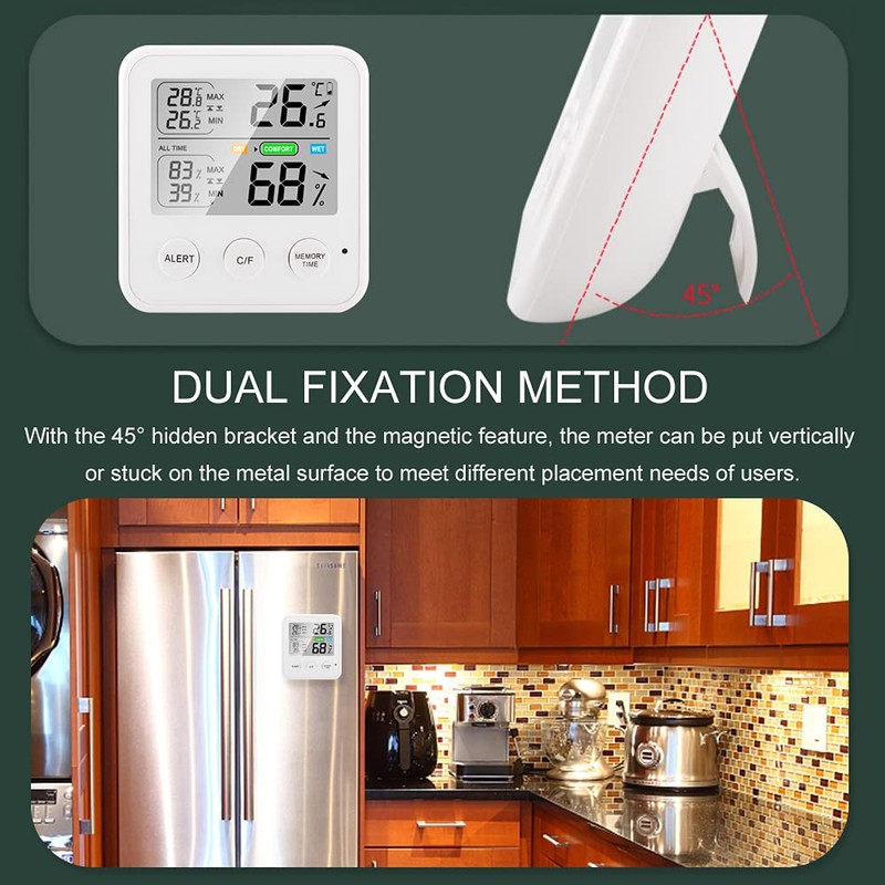Geevorks Digital Thermo-Hygrometer Indoor Room Thermometer, Magnetic Thermometer Hygrometer with