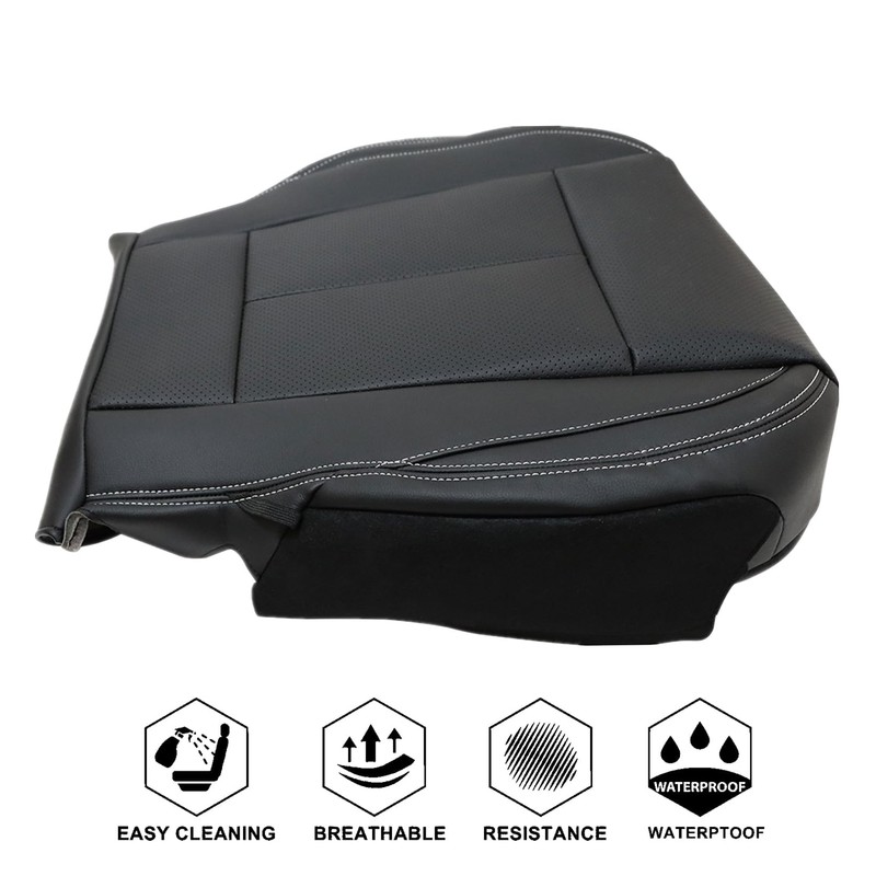 NLQR Front Driver Side Bottom Replacement Seat Cover Black Microfiber