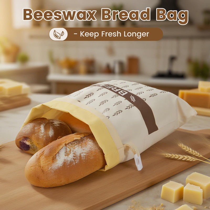 Reusable Beeswax Bread Bags for Sourdough & Homemade Bread, 2