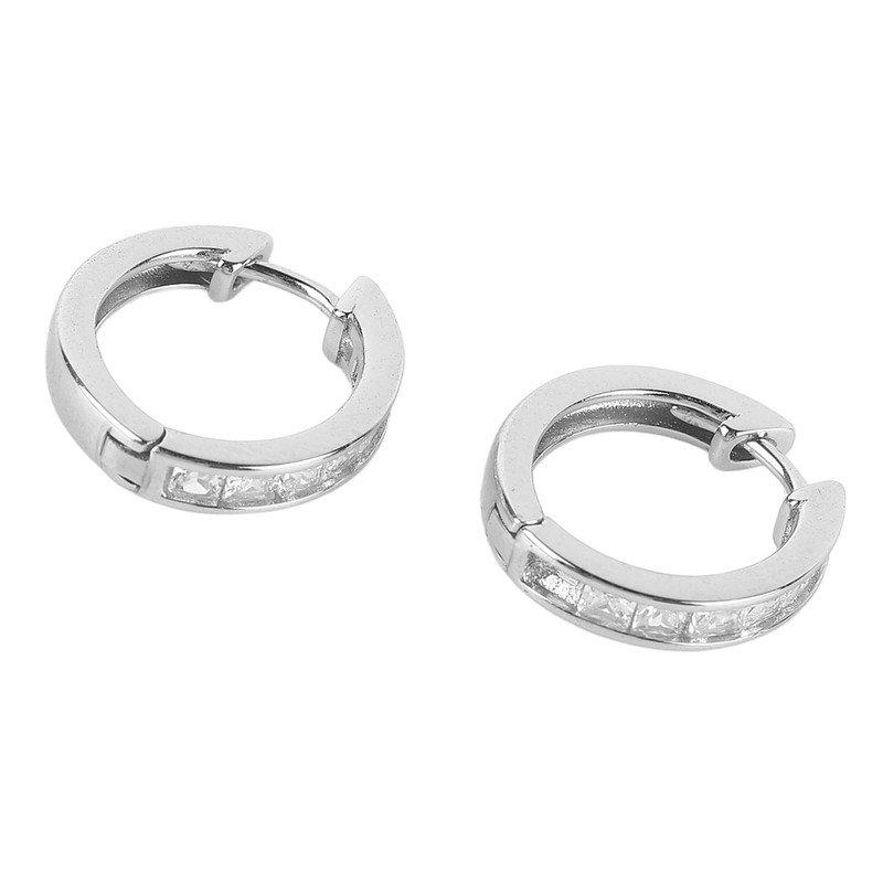 S925 Sterling Silver Ear Hoop Clip Rhinestone Style Clip Hoop