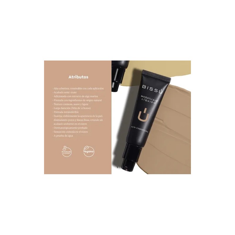Maquillaje Liquido Alta Cobertura Bissú Tonos 11 Te Amachiatto