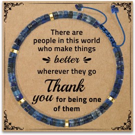 Thank You Gifts for Women, Inspirational Gifts Lapis Lazuli Bracelets Appreciation Gifts for Friends Teacher Coworkers Leader Boss Nurse, Grateful Gifts for Christmas Birthday Valentines Farewell Retirement Gifts