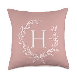 Pastel Pink Capital Letter H Monogram Initial H Throw Pillow