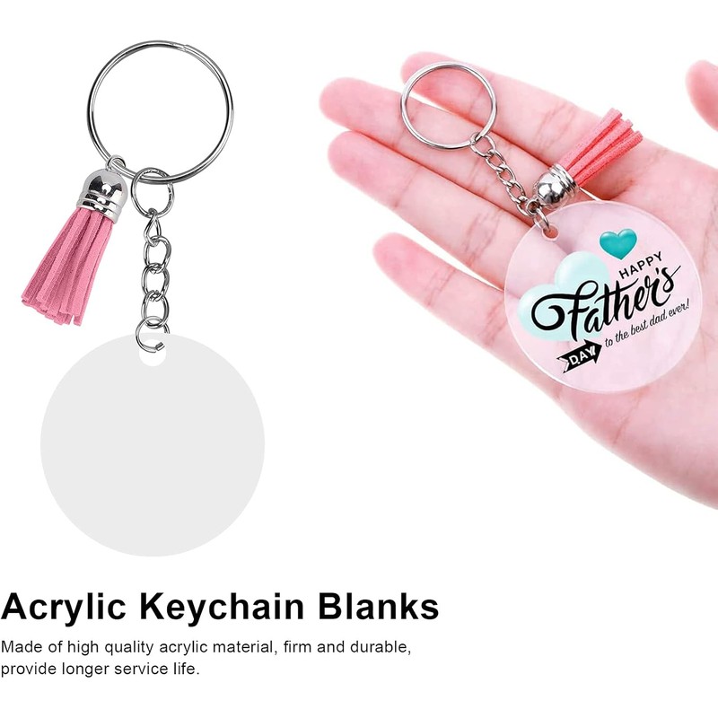 30 Set Acrylic Keychain Blanks Kit, Circles Key Chain Making