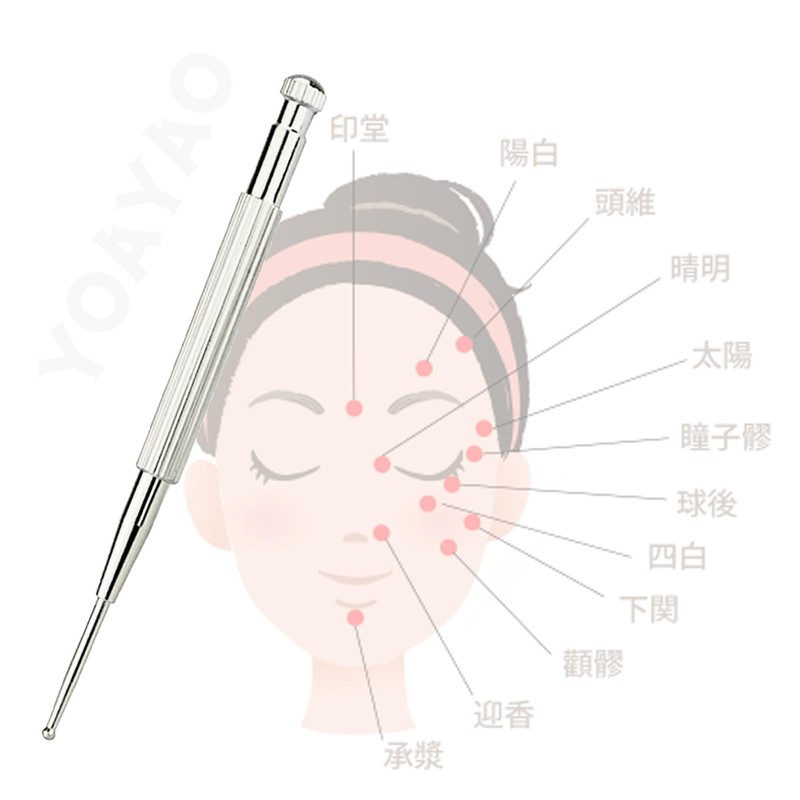 YOAYAO Face Massage, Spring Loaded Brass Pressure Point Massage Stick