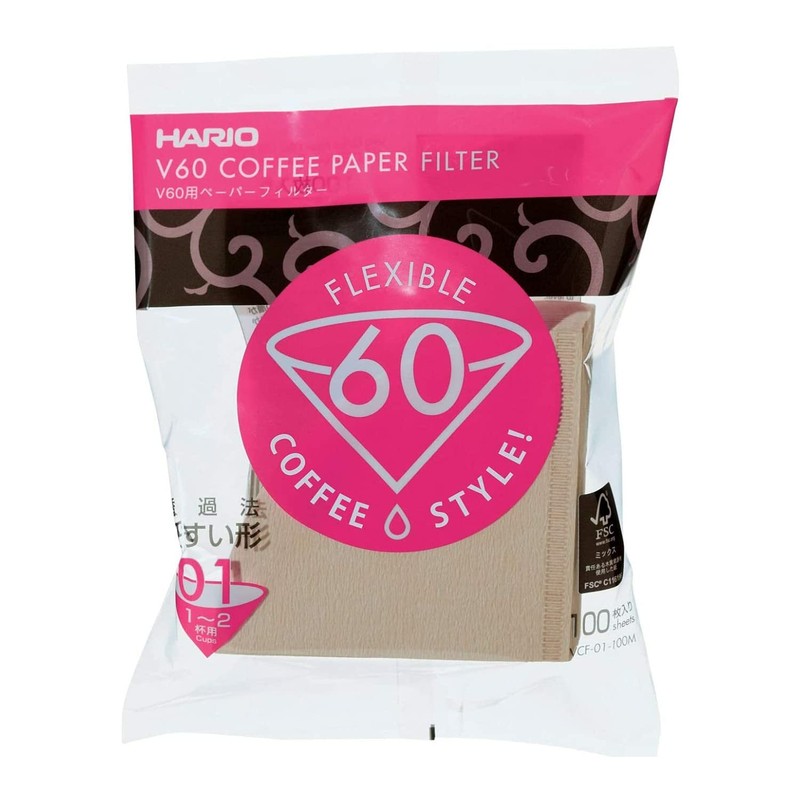 Hario V60 Size 01 Paper Coffee Filters (Brown, 300 Pack)