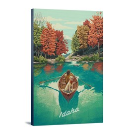 Lantern Press Idaho, Get Outside Series, Quiet Explorer, Boating, Fall Colors, (12x18 Wrapped Canvas, Wall Decor, Artwork)