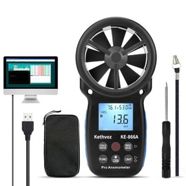 Handheld Anemometer CFM Meter, Kethvoz HVAC Airflow Meter Measure Wind Speed Airflow Monitor Humidity Temperature for Dust Collector AC Air Vent 866A