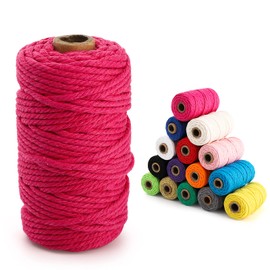 ZEAYEA 15 Rolls Macrame Cord, 3mm x 480 Yards Natural Cotton Macrame Rope, 4-Strand Twisted Soft Cotton Twine String Cord for Artworks, Wall Hanging, Plant Hangers, Crafts, Knitting, 15 Colors