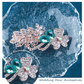 TseenYi Crystal Flower Hair Clip Rhinestone Leaf Hair Clip Rhinestone Wedding Hair Clip Hair Clip Shiny Bridal Decorative Headwear Accessories for Women and Girls (Blue Crystal)