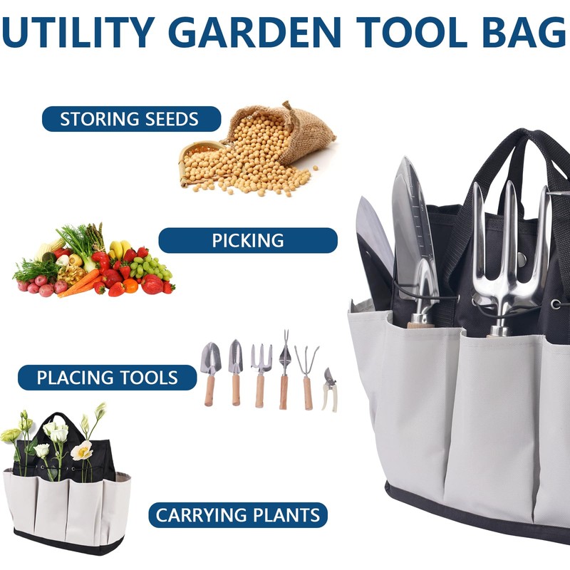 Garden Tool Set, Stainless Steel Gardening Kit, with Large Capacity