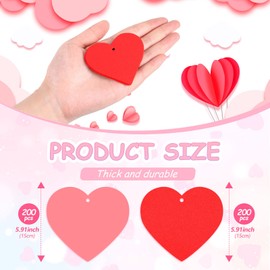 Boao 400 Pcs Heart Cutouts Paper Valentine‘s Day Cutouts Heart Shaped Paper Decorations for Bulletin Board Classroom School Project Supplies (Red Pink,5.91 Inch)