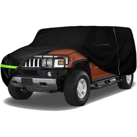 Waterproof Car Cover Compatible with Hummer 2002-2009 H2, 420D Oxford Cloth All Weather Classic SUV Car Covers with Zipper Door & Lock for Snow Rain Protection