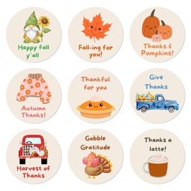 Mobiusea Creation Happy and Fun Fall Stickers | Assortments 9 Designs | 1.4 inch | Fun and Cute Autumn Words | Waterproof | 135-Pack Autumn Stickers, Thanksgiving Stickers, Happy Fall Stickers