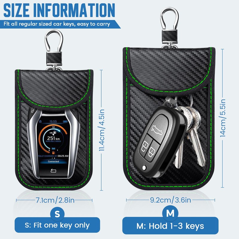 Coorattyes 2024 Faraday Bag Key Protector, 2 Pack Signal Blocking