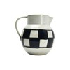 Creative Co-Op Farmhouse Stoneware Painted Checker Design, Ivory and Black