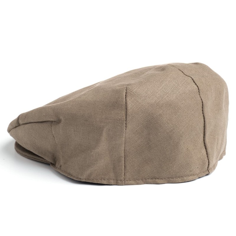 Hanna Hats Irish Vintage Linen Flat Cap Linen, khaki