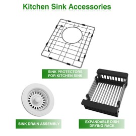 MONSINTA White Undermount Kitchen Sink, 13 Inch Bar Sink, 13" x 15" x10" Bar & Prep Sinks, 10" Depth, Small Single Bowl Granite Composite Kitchen Sink With Sink Drain Assembly and Sink Bottom Grid