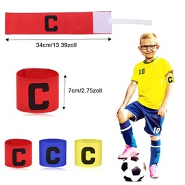 Pack of 3 Football Captain's Bracelet, Adjustable Captain Bracelet, Multicoloured Captain's Bracelets, Elastic Football Game Guide Bracelet, Velcro Bracelets for Children, Adults (Red, Yellow, Blue)
