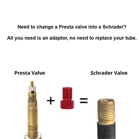 Presta to Schrader Valve Adapter for Bike, Inflate Presta Valve Tire with Air Compressor or Regular Bike Pump - 6 Pieces, Multiple Color Options (Red)