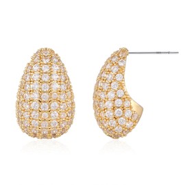 WEGOLIMME Chunky Teardrop Gold Hoop Earrings for Women Studs 18ct Gold Plated Tear Drop Earring Ladies Jewellery Birthday Gifts for Her Mum Girlfriend Wife Wedding Anniversary Christmas Valentines