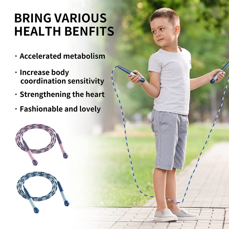 PROIRON Soft Beaded Skipping Rope,tangle free,jump rope for kids,2.8M adjustable