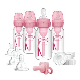 Dr. Brown's Options Slow Flow Bottle Set for Breastfed Baby, 4 Ounce, Pink