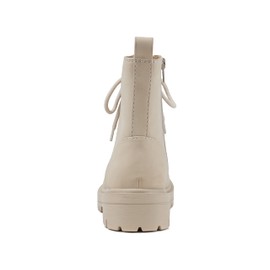 Soda FIRM - Lug Sole Combat Ankle Bootie Lace up w/Side Zipper (Beige NBPU, numeric_8)