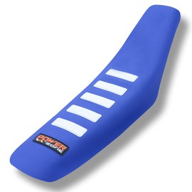 fewfuss Universal Dirt Bike Seat Cover Soft Non-Slip Gripper White Stripe Seat Covers for Motorcycle Blue