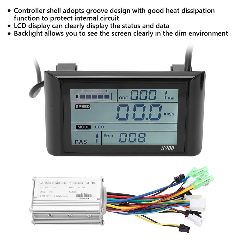 36V/48V 15A Brushless Motor Controller LCD S900 Display Panel Set