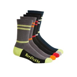 Hard Yakka Men's Padded Cotton Crew Work Sock, Multicolor, Size 7-12 (Pack of 5)