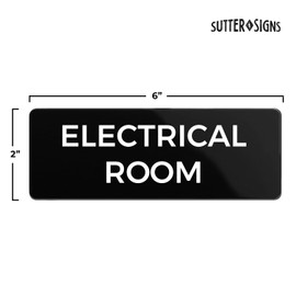 Electrical Room Sign, Durable ABS Plastic with Full Adhesive Backing, Sign for Door or Wall, 2x6"