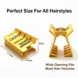 Caution Overstimulated Hair Clip – Funny "Do Not Approach" Sign Hair Claw for Thick Hair, Novelty Gift for Women & Coworkers (2)