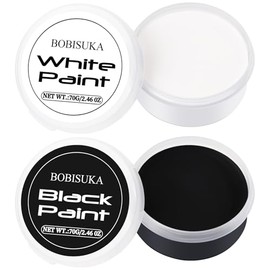 BOBISUKA Kit de pintura facial a base de aceite para Halloween, en blanco y negro, pintura facial para adultos, no tóxica, de gran capacidad, para cos