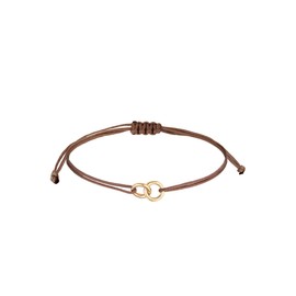 Elli Geo Minimal Women's Circle Bracelet with Nylon Brown in 925 Sterling Silver Gold-Plated, Nylon Sterling Silver, None