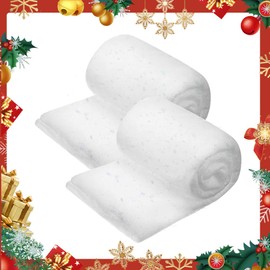 CJBIN Christmas Snow Blanket with Glitter, Pack of 2, Artificial Snow Decorative Snow Blanket, 80 x 240 cm, White Snow Mat, Snow Fleece, Snow Cotton Artificial Snow Carpet for Village Displays, Christmas Jewellery