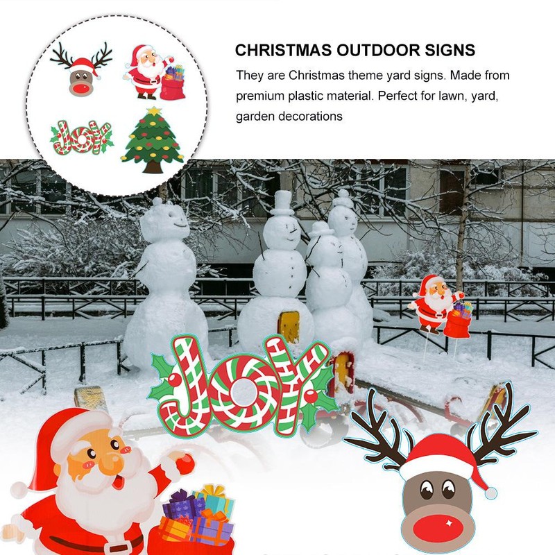 6 Pcs Christmas Yard Signs with Stakes Plastic Winter Yard