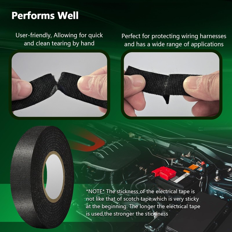 BEIVOBY 2 Rolls Automotive Wire Harness Tape, 50 Feet, High