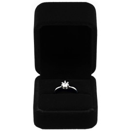 POKOFO Classic Velvet Engagement Ring Box Earring Jewelry Case Gift Box (Black)