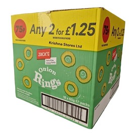 Jack's Onion Rings 18 bags - 60g each Exclusively sold by Krishna Stores Ltd