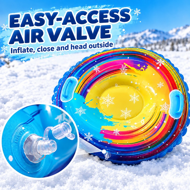Heavy Duty Inflatable Snow Tube with Dual Handles, Thickened PVC