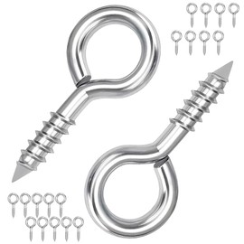 Ctyjia Pack of 20 Screw Hooks, 35 mm (1.38 Inches) Metal Eye Screw, Self-Tapping Ring Hooks, Carbon Steel Eye Hooks for Wood, Crafts, Furniture