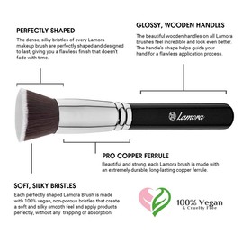 Foundation Makeup Brush Flat Top Kabuki for Face - Perfect For Blending Liquid, Cream or Flawless Powder Cosmetics - Buffing, Stippling, Concealer - Premium Quality Synthetic Dense Bristles!