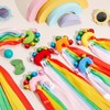 12 Pcs Rainbow Dance Ribbons for Kids with Bells Elastic